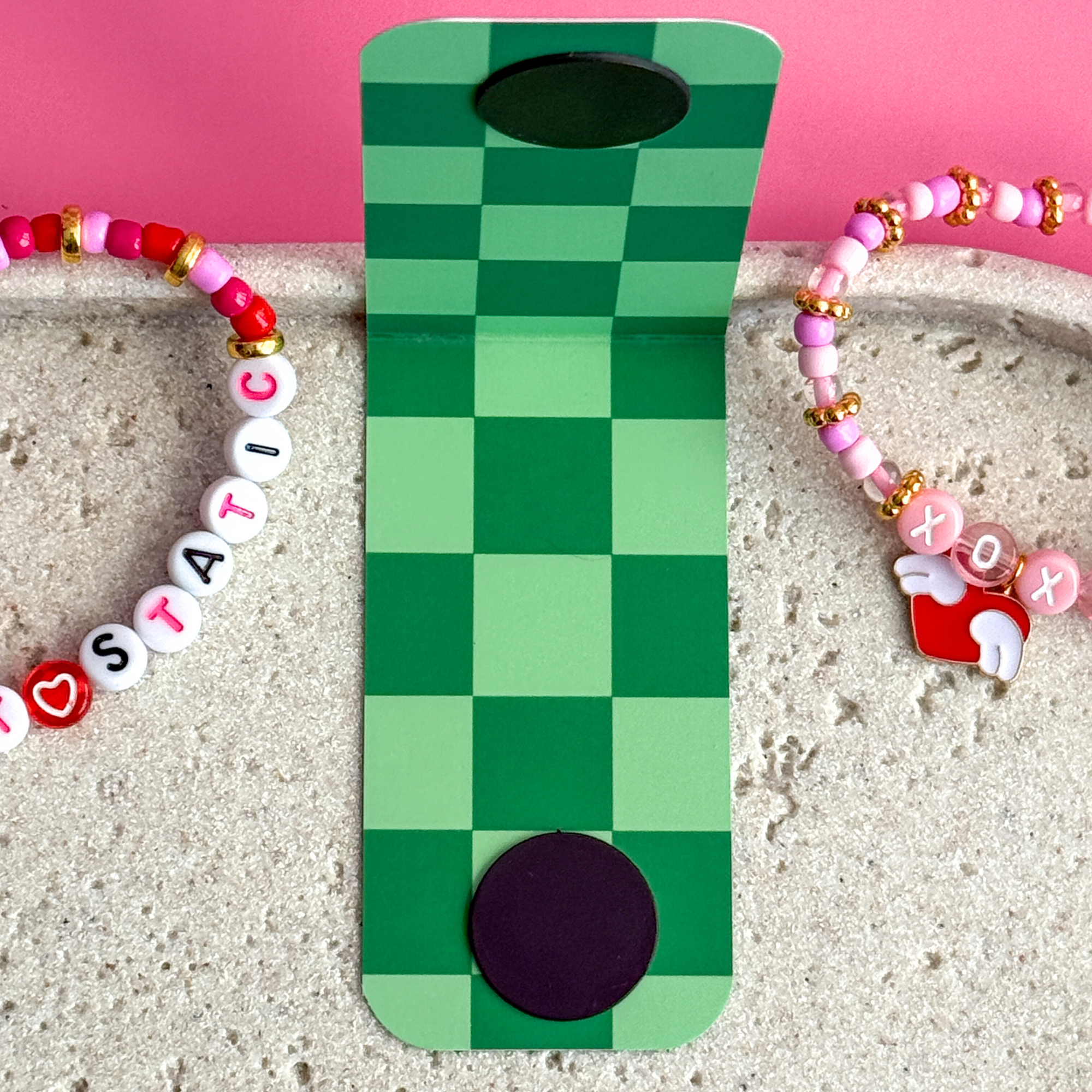 Green Checkered Magnetic Bookmark