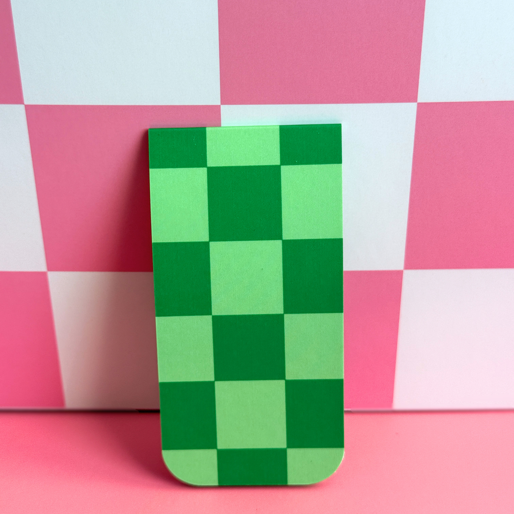 Green Checkered Magnetic Bookmark