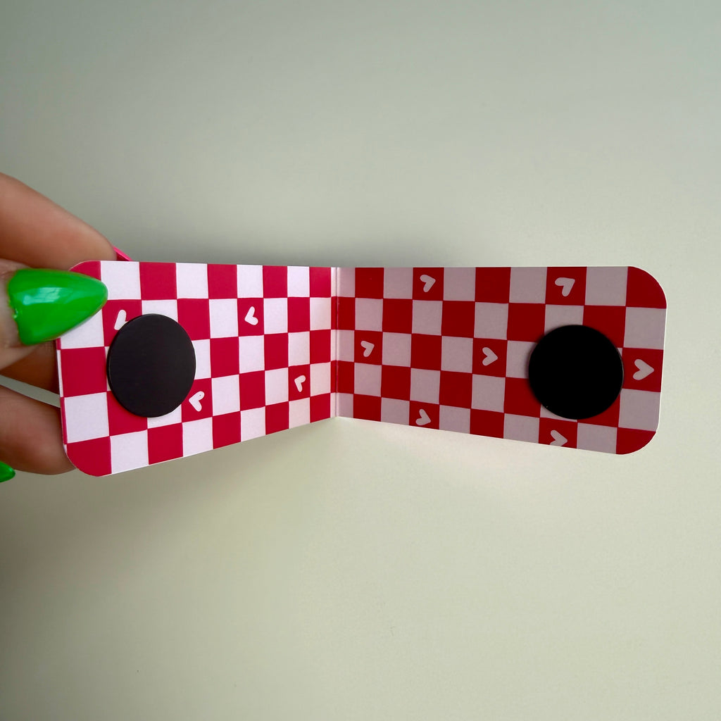 Checkered Hearts Magnetic Bookmark