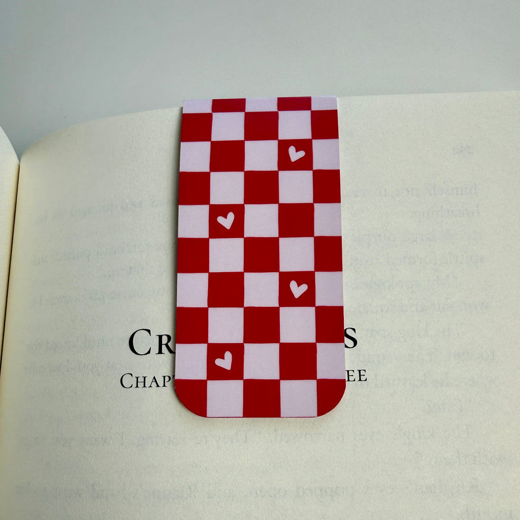 Checkered Hearts Magnetic Bookmark