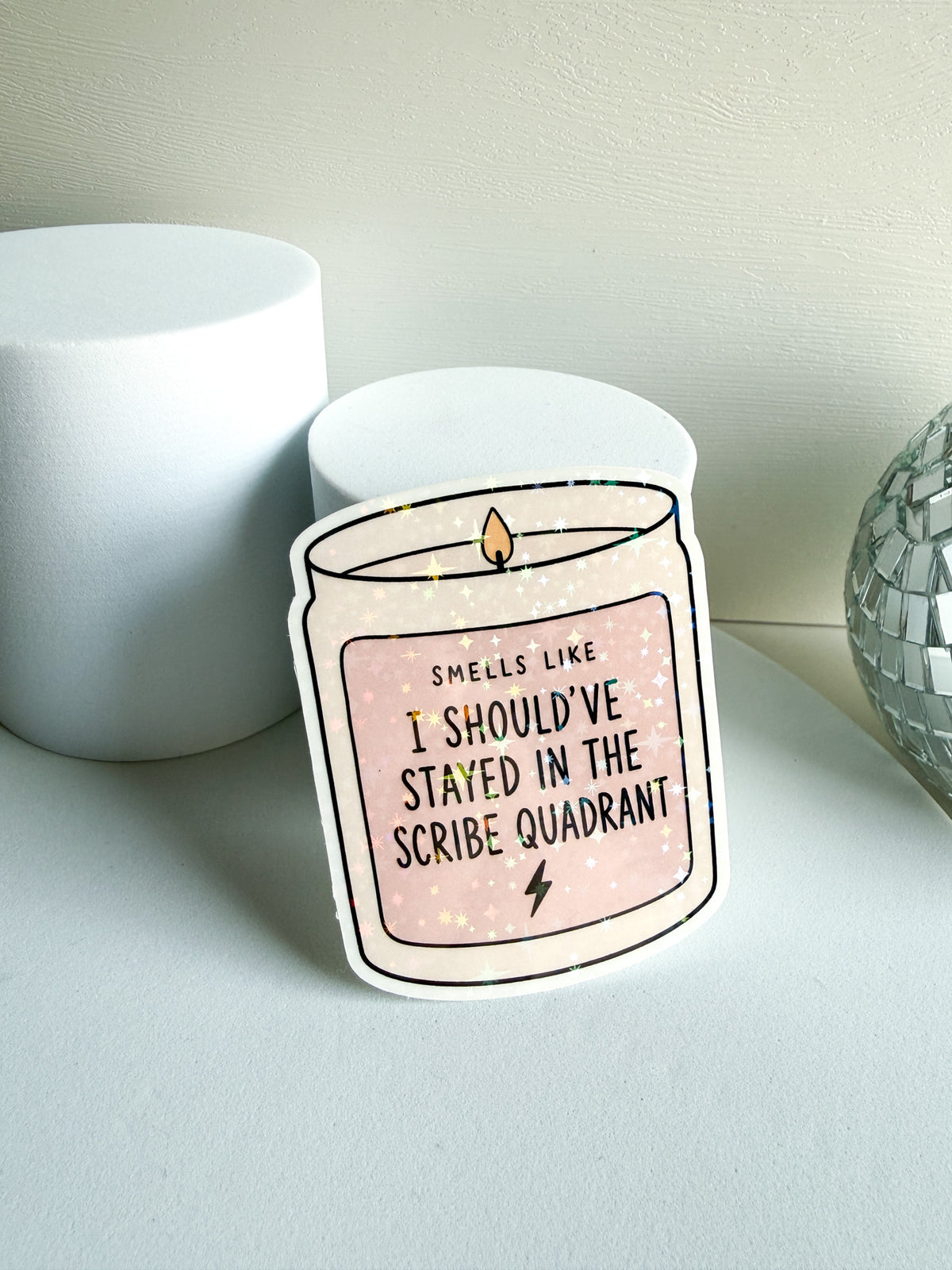 Sparkly Scribe Candle Sticker