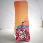 Book with a design of iced coffee and spicy books on a white background