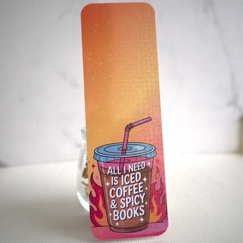Book with a design of iced coffee and spicy books on a white background